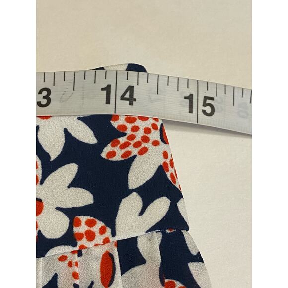 J. Crew Women's Liberty Floral Red White Blue Pleated Skirt Women's Size 4 - Picture 6 of 8